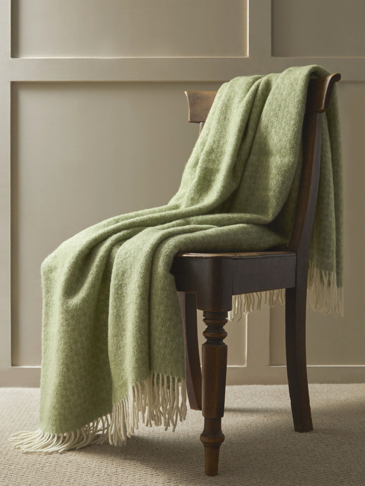 Isobel Crescent Pure New Wool Throw - Fern - White Bear Furnishings