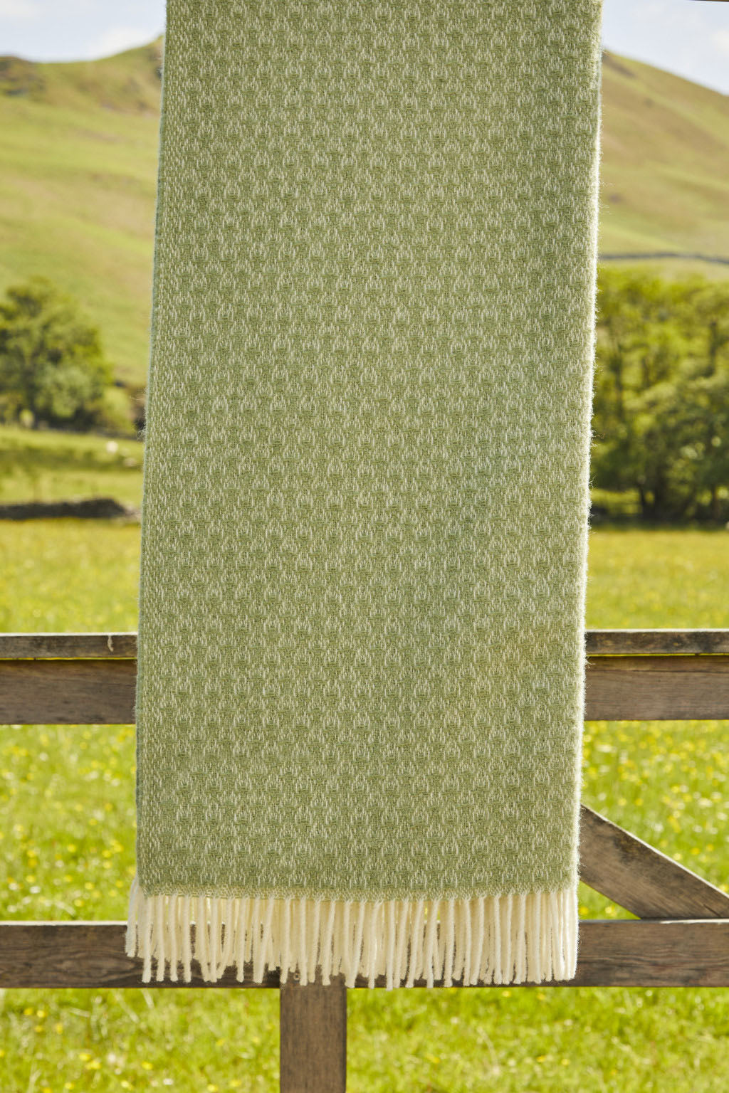 Isobel Crescent Pure New Wool Throw - Fern - White Bear Furnishings