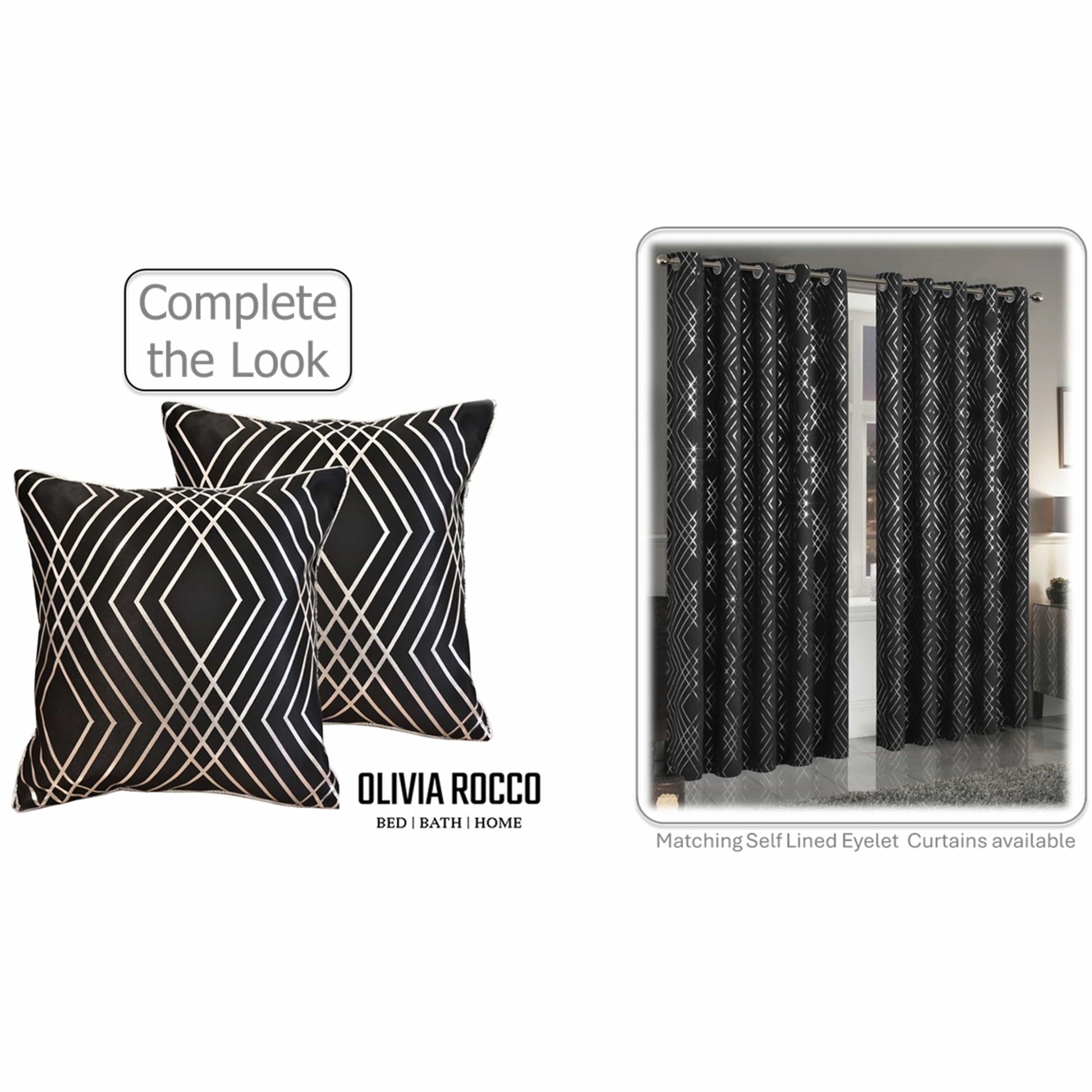 Geo Sparkle Cushion Covers 2 Pack Decorative Scatter Pillow Cases Geo Black for Sofa Bed Chair Lounge by OLIVIA ROCCO - White Bear Furnishings