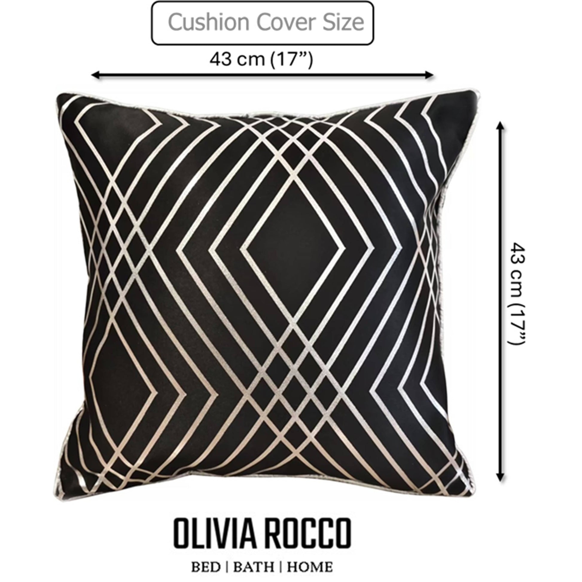 Geo Sparkle Cushion Covers 2 Pack Decorative Scatter Pillow Cases Geo Black for Sofa Bed Chair Lounge by OLIVIA ROCCO - White Bear Furnishings
