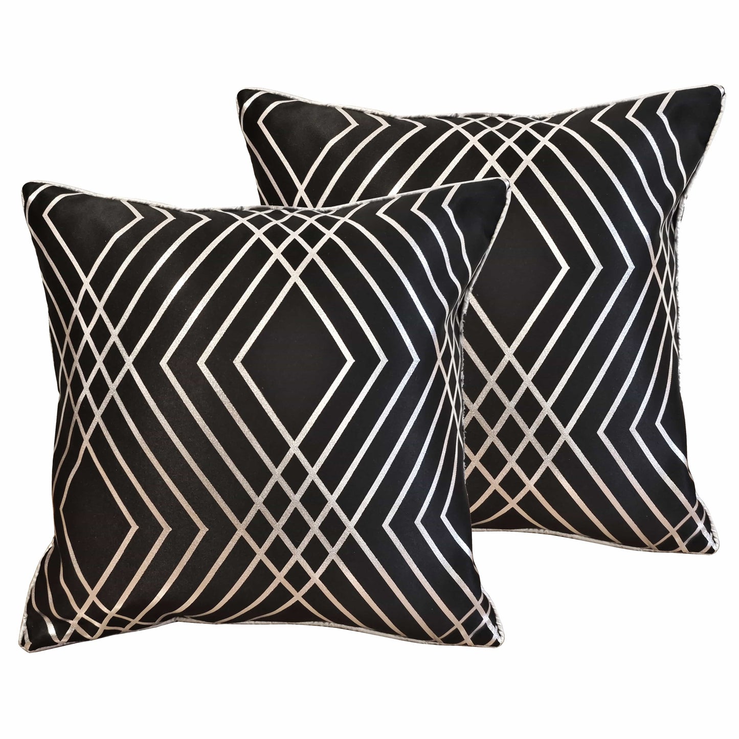 Geo Sparkle Cushion Covers 2 Pack Decorative Scatter Pillow Cases Geo Black for Sofa Bed Chair Lounge by OLIVIA ROCCO - White Bear Furnishings