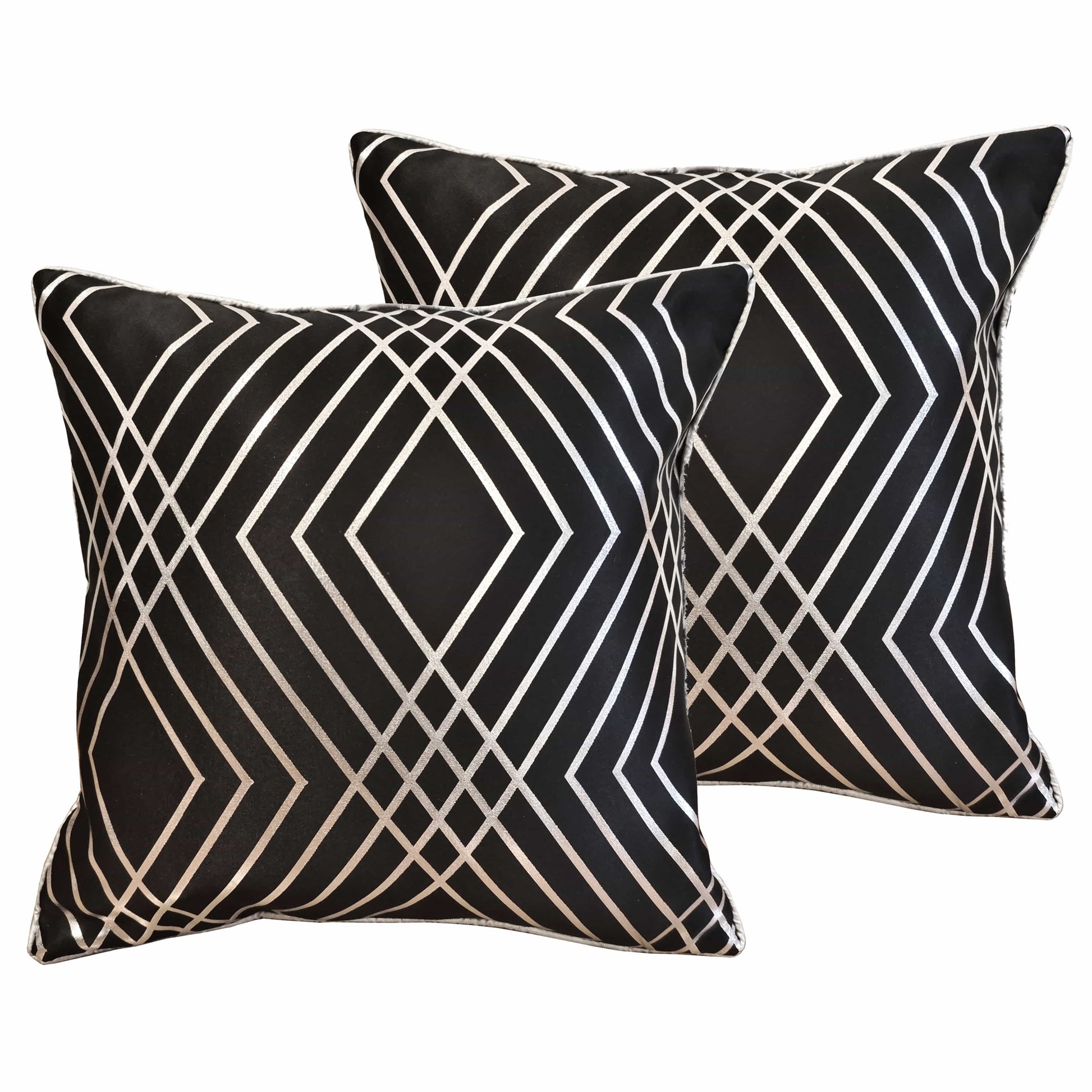 Geo Sparkle Cushion Covers 2 Pack Decorative Scatter Pillow Cases Geo Black for Sofa Bed Chair Lounge by OLIVIA ROCCO - White Bear Furnishings