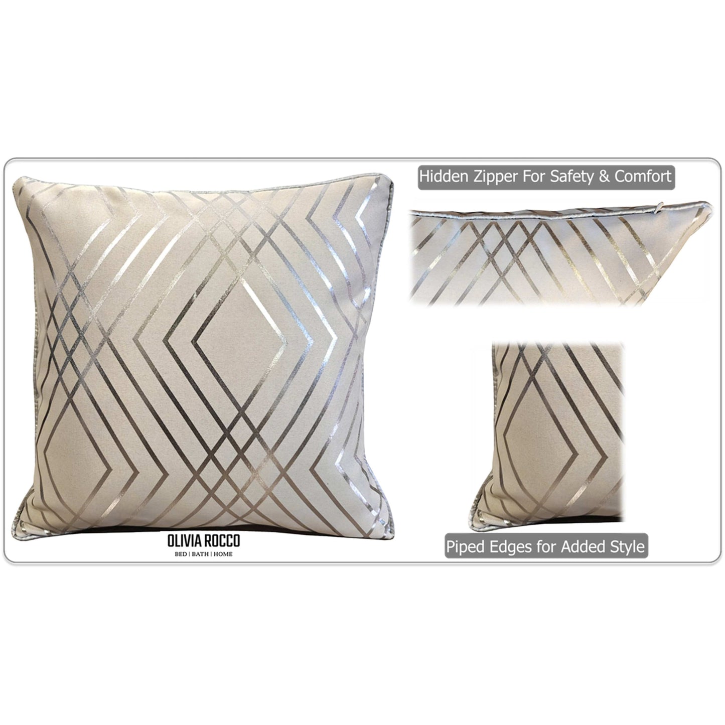 Geo Sparkle Cushion Covers 2 Pack Decorative Scatter Pillow Cases Geo Natural for Sofa Bed Chair Lounge by OLIVIA ROCCO - White Bear Furnishings
