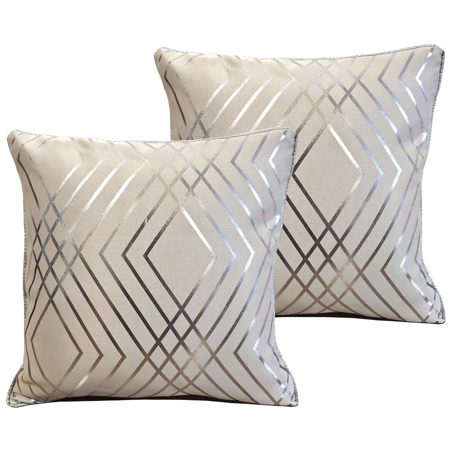 Geo Sparkle Cushion Covers 2 Pack Decorative Scatter Pillow Cases Geo Natural for Sofa Bed Chair Lounge by OLIVIA ROCCO - White Bear Furnishings