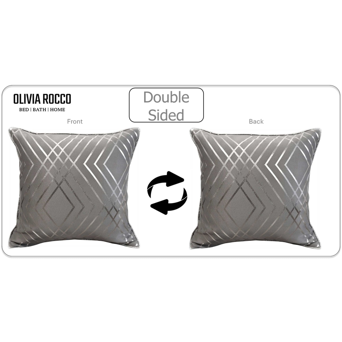 Geo Sparkle Cushion Covers 2 Pack Decorative Scatter Pillow Cases Geo Silver for Sofa Bed Chair Lounge by OLIVIA ROCCO - White Bear Furnishings