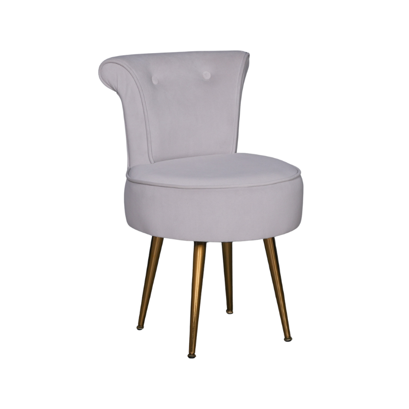 Grey Velvet Bedroom Chair with Gold Legs - AV102