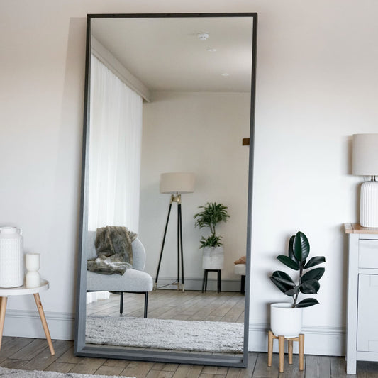 Hanaka - Full Length Black Oak Rectangle Mirror - 200cm x 100cm - White Bear Furnishings