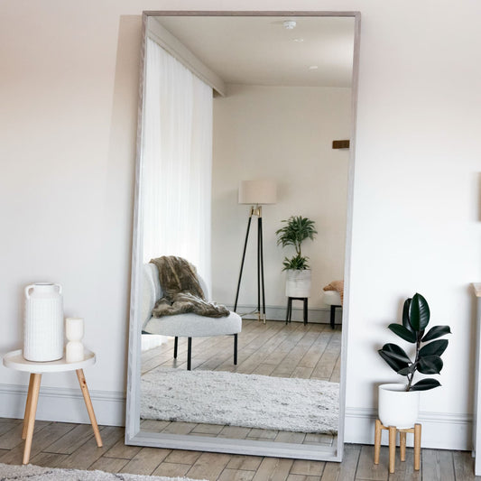 Hanaka - Full Length Grey Oak Rectangle Mirror - 200cm x 100cm - White Bear Furnishings