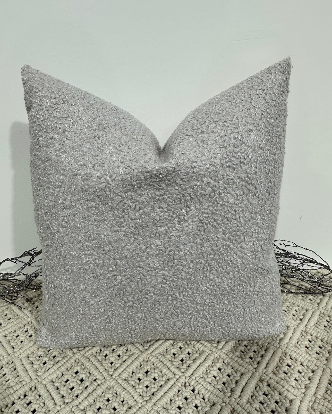 The Couture Cushion - The Luxury Grey Boucle - Style No. 136 - White Bear Furnishings