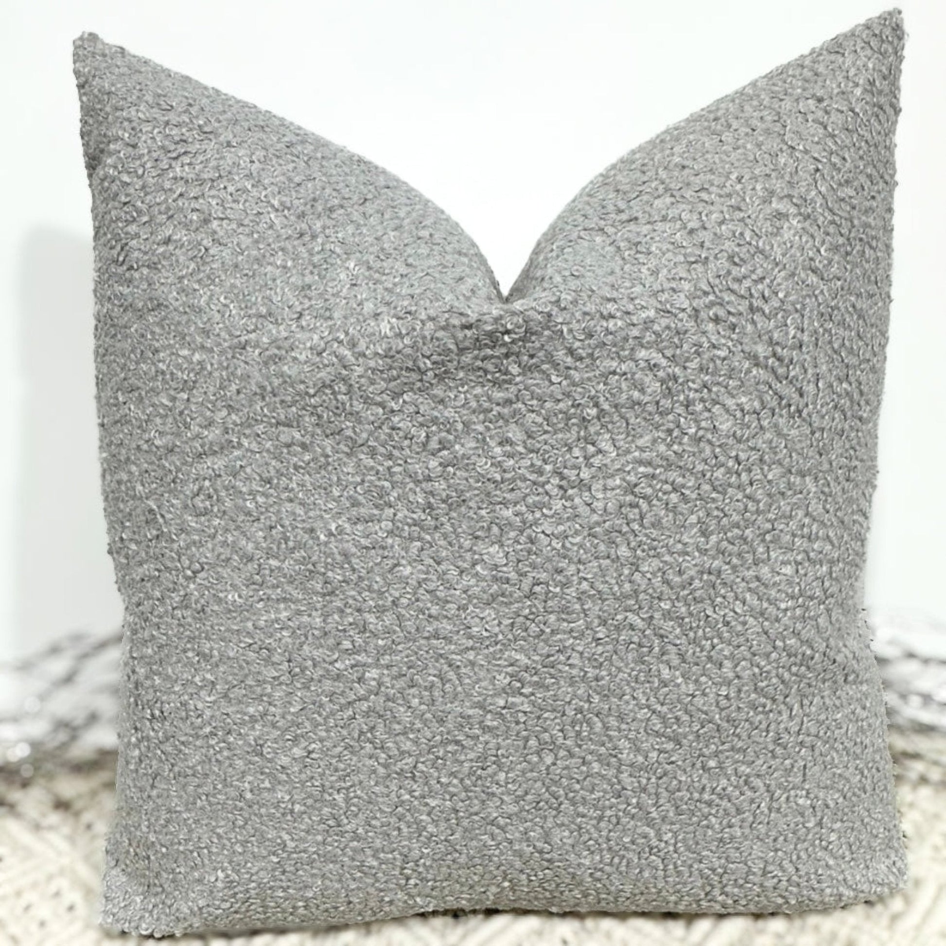 The Couture Cushion - The Luxury Grey Boucle - Style No. 136 - White Bear Furnishings