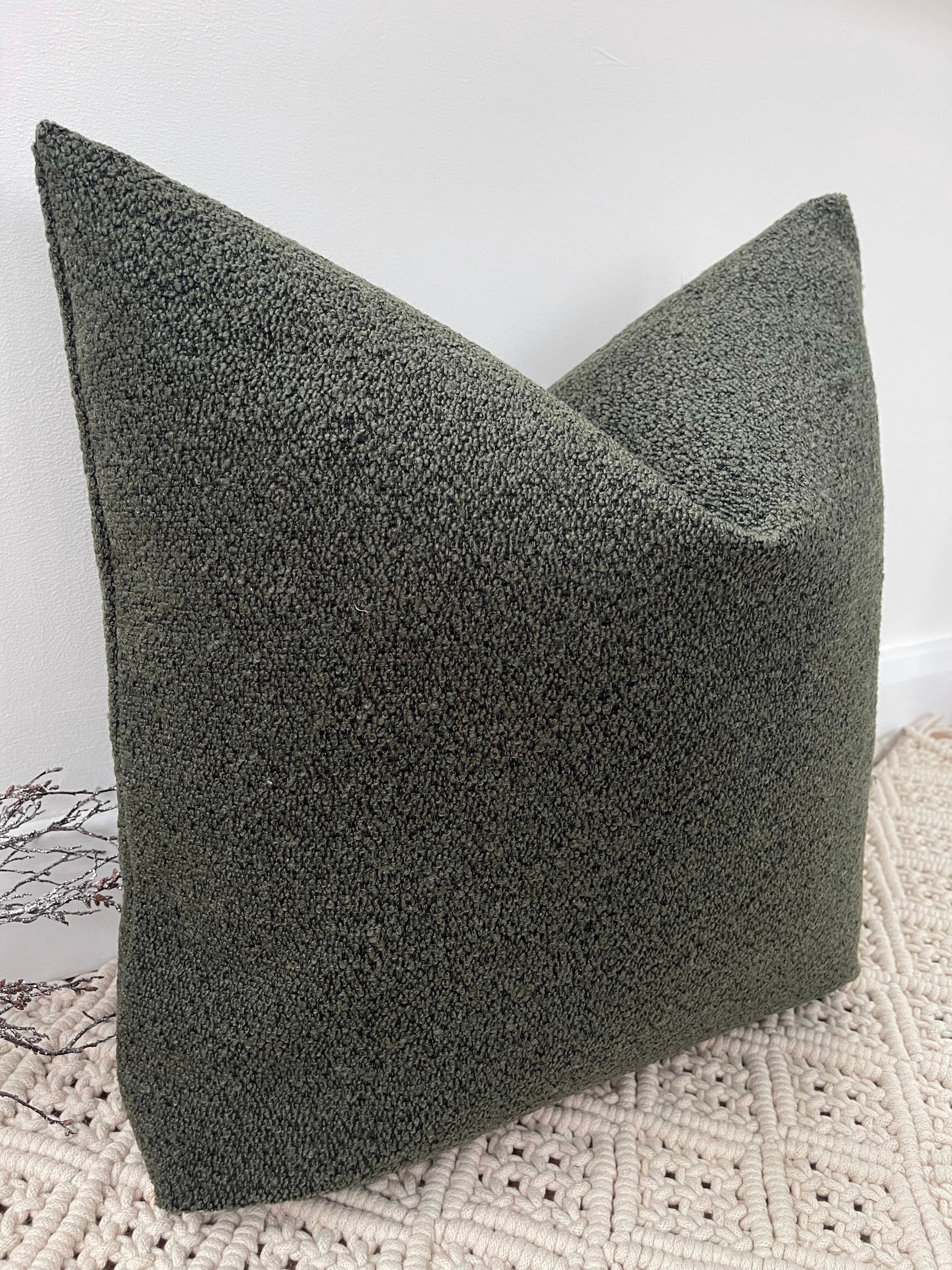 The Couture Cushion - The Luxury Green Boucle - Style No. 128 - White Bear Furnishings