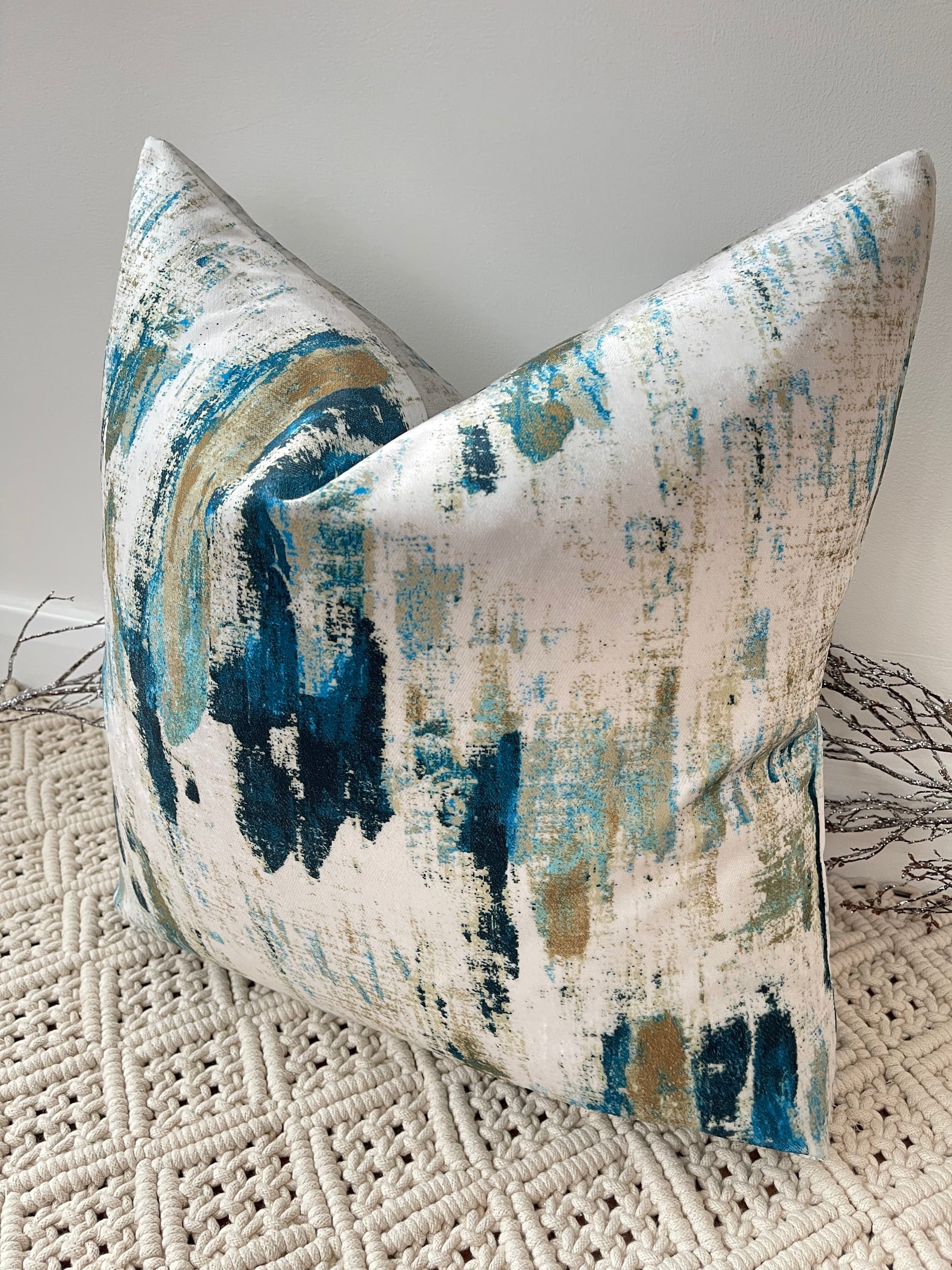 The Couture Cushion - The Peacock Teal Velvet - Style No. 10 - White Bear Furnishings