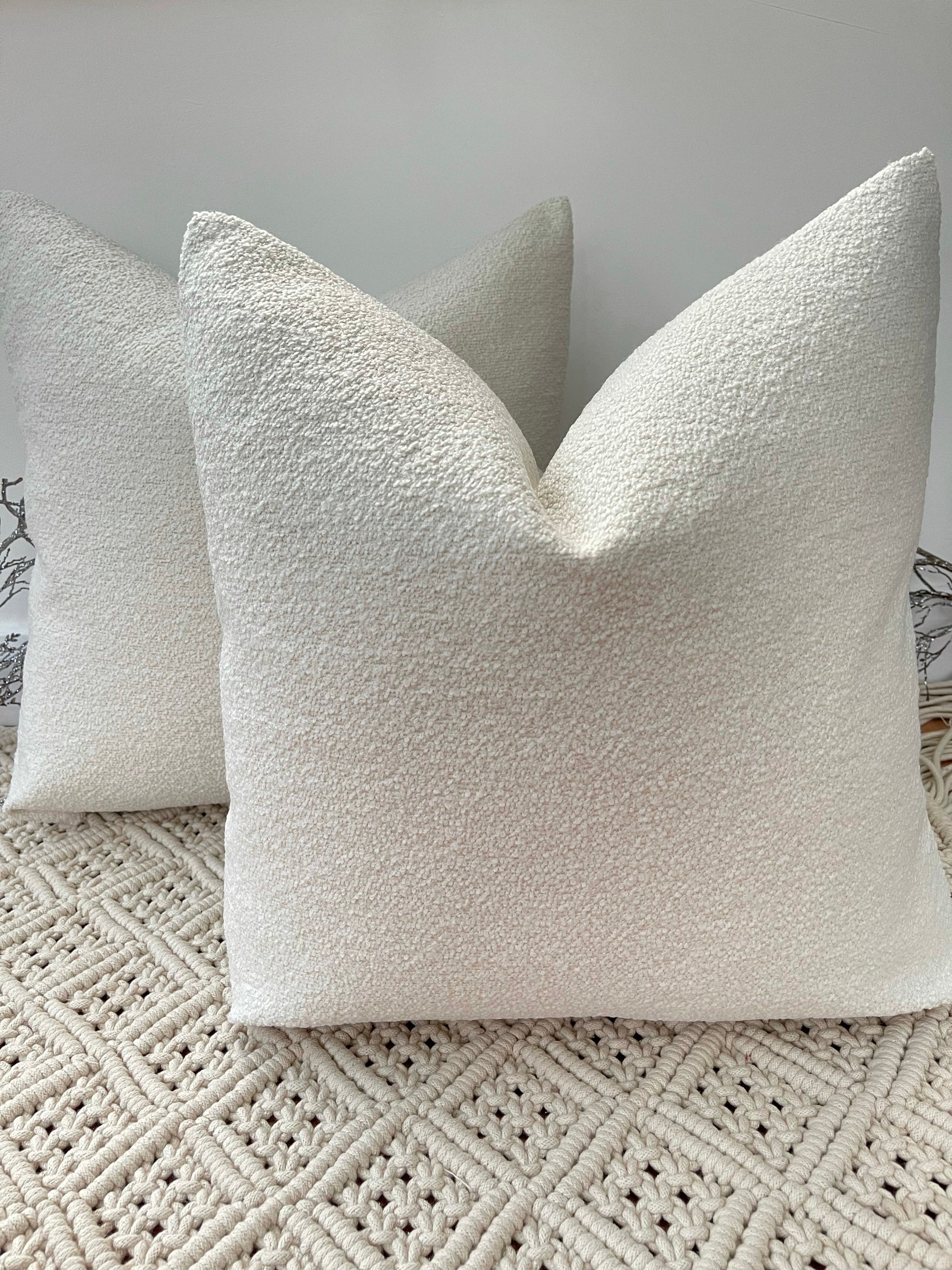 The Couture Cushion - The Luxury Ivory Boucle - Style No. 3 - White Bear Furnishings