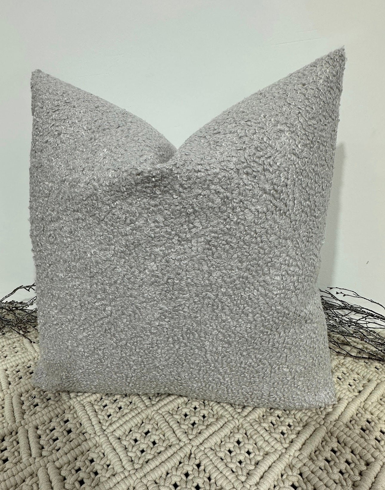 The Couture Cushion - The Luxury Grey Boucle - Style No. 136 - White Bear Furnishings