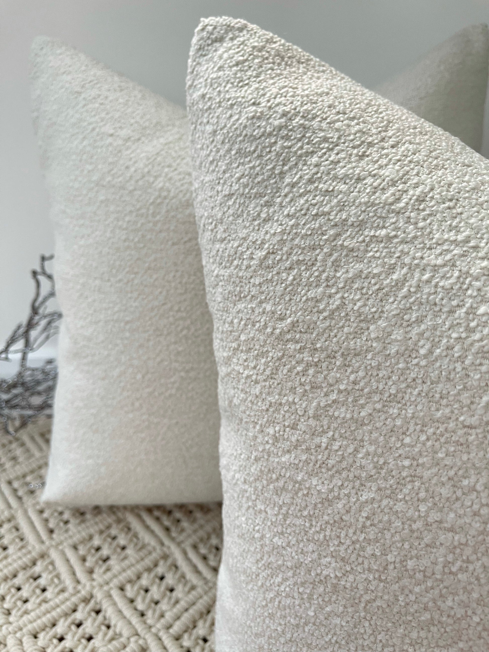 The Couture Cushion - The Luxury Ivory Boucle - Style No. 3 - White Bear Furnishings
