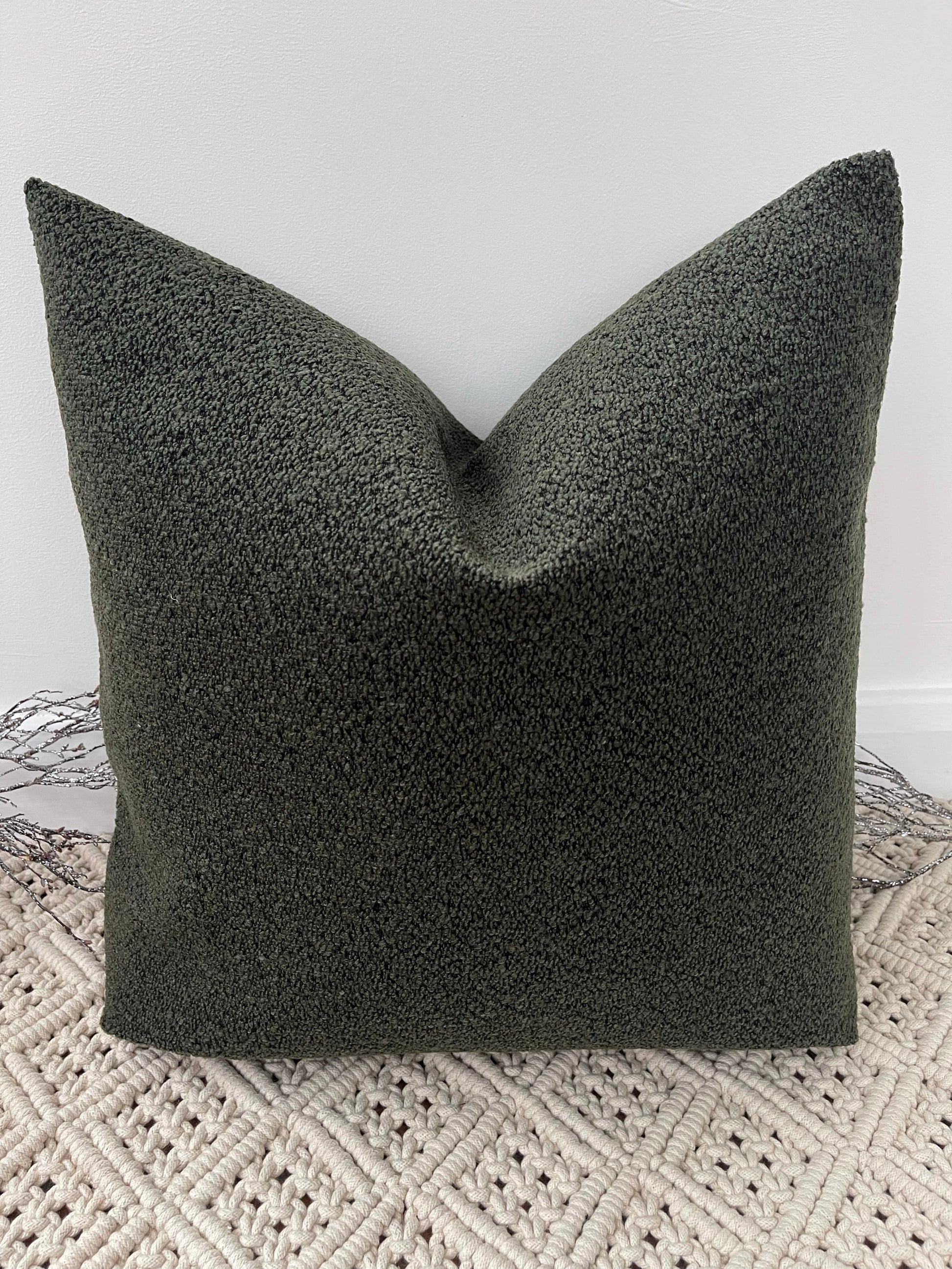 The Couture Cushion - The Luxury Green Boucle - Style No. 128 - White Bear Furnishings