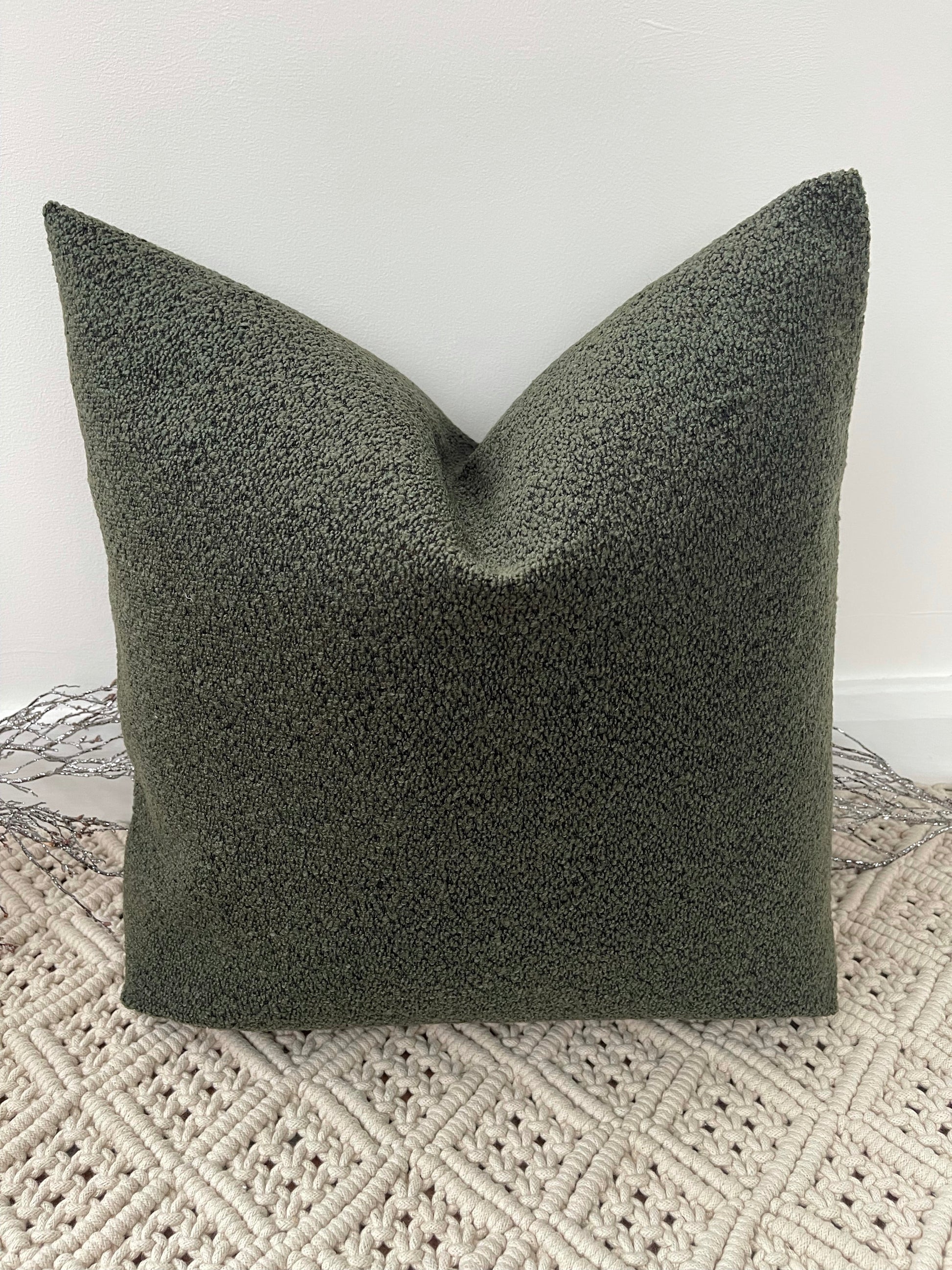 The Couture Cushion - The Luxury Green Boucle - Style No. 128 - White Bear Furnishings