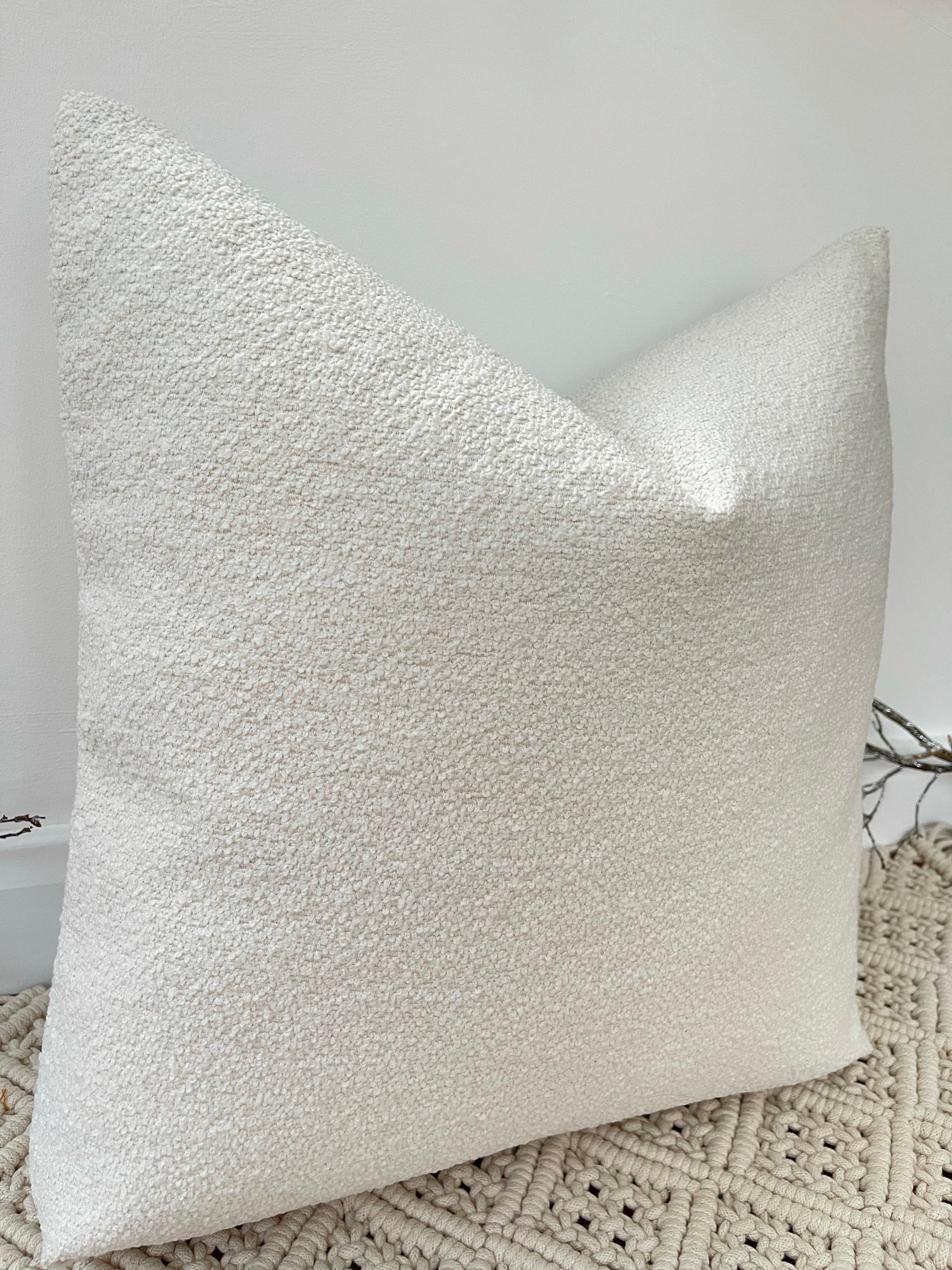 The Couture Cushion - The Luxury Ivory Boucle - Style No. 3 - White Bear Furnishings