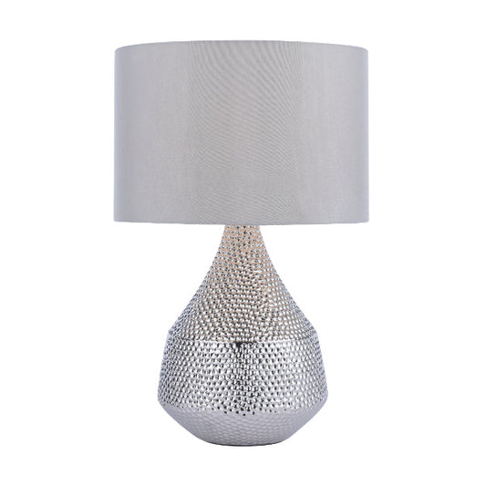 Julietta Silver Ceramic Touch Lamp with Taupe Shade - White Bear Furnishings