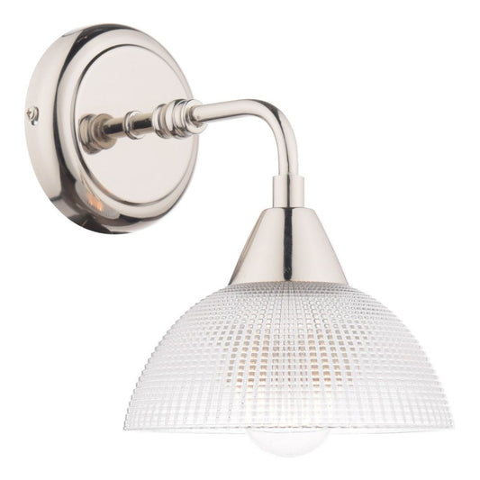 Kavan Clear Glass and Polished Nickel 20cm 1 Light Wall Light - White Bear Furnishings