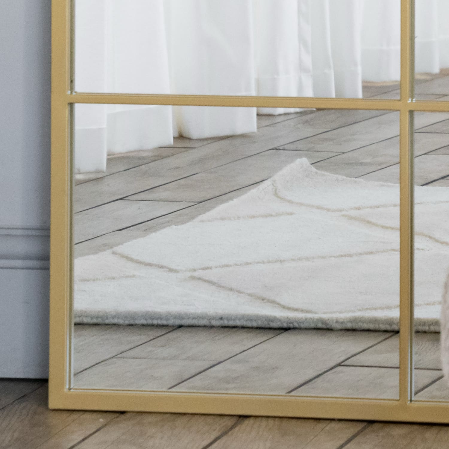 Kyō - Full Length Gold Metal Rectangle Lattice Window Mirror - 200cm x 120cm - White Bear Furnishings