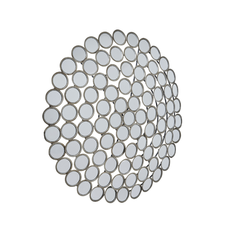 Large Round Convex Antiqued Silver Multi Mirror - 22134