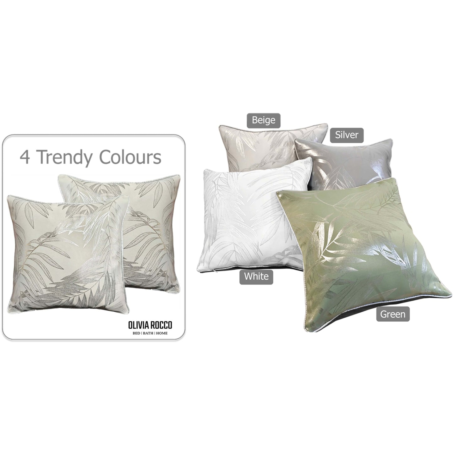 Leaf Sparkle 2 Pack Cushion Covers Leaf Natural Modern Decorative Throw Pillow Cases for Sofa or Bed by OLIVIA ROCCO - White Bear Furnishings