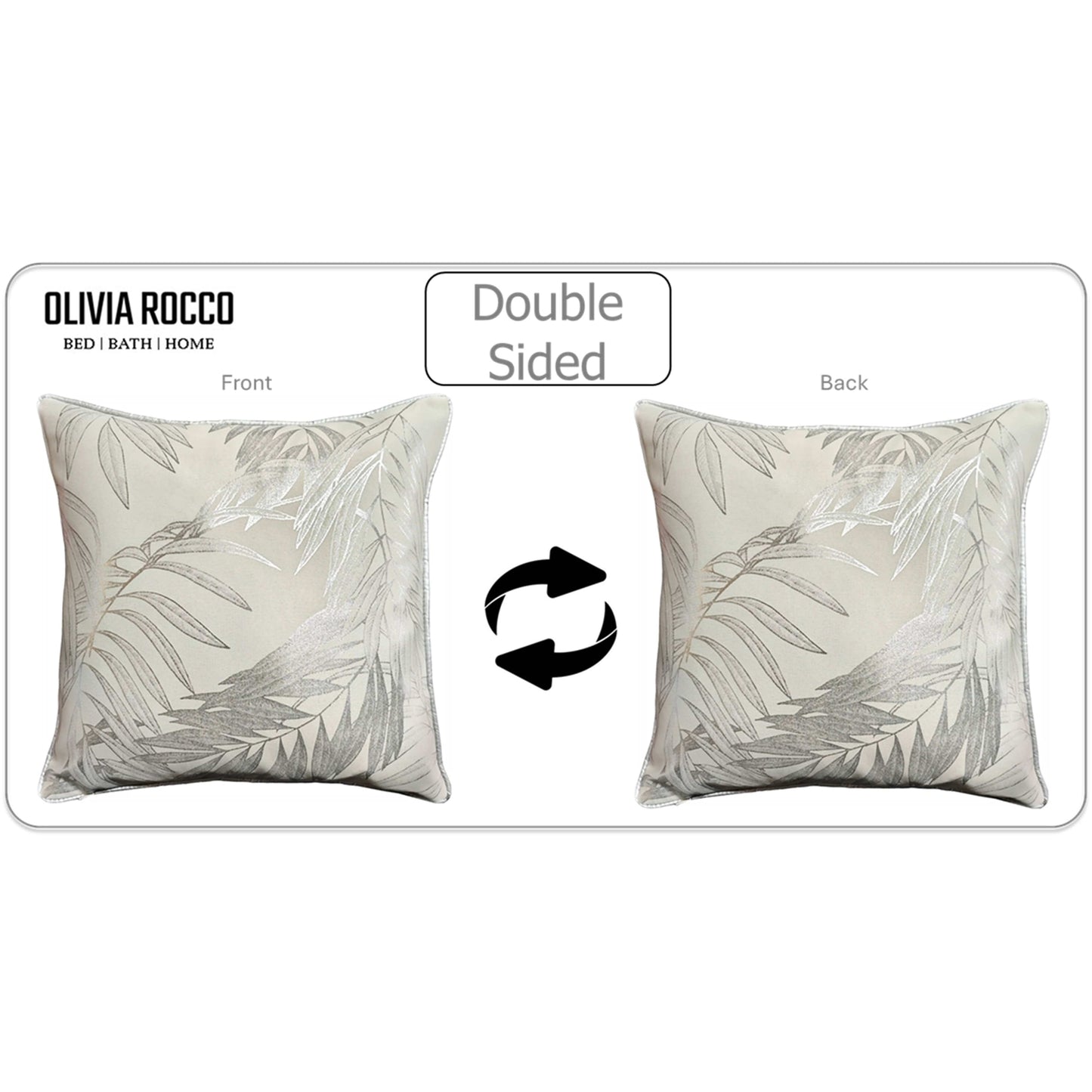 Leaf Sparkle 2 Pack Cushion Covers Leaf Natural Modern Decorative Throw Pillow Cases for Sofa or Bed by OLIVIA ROCCO - White Bear Furnishings