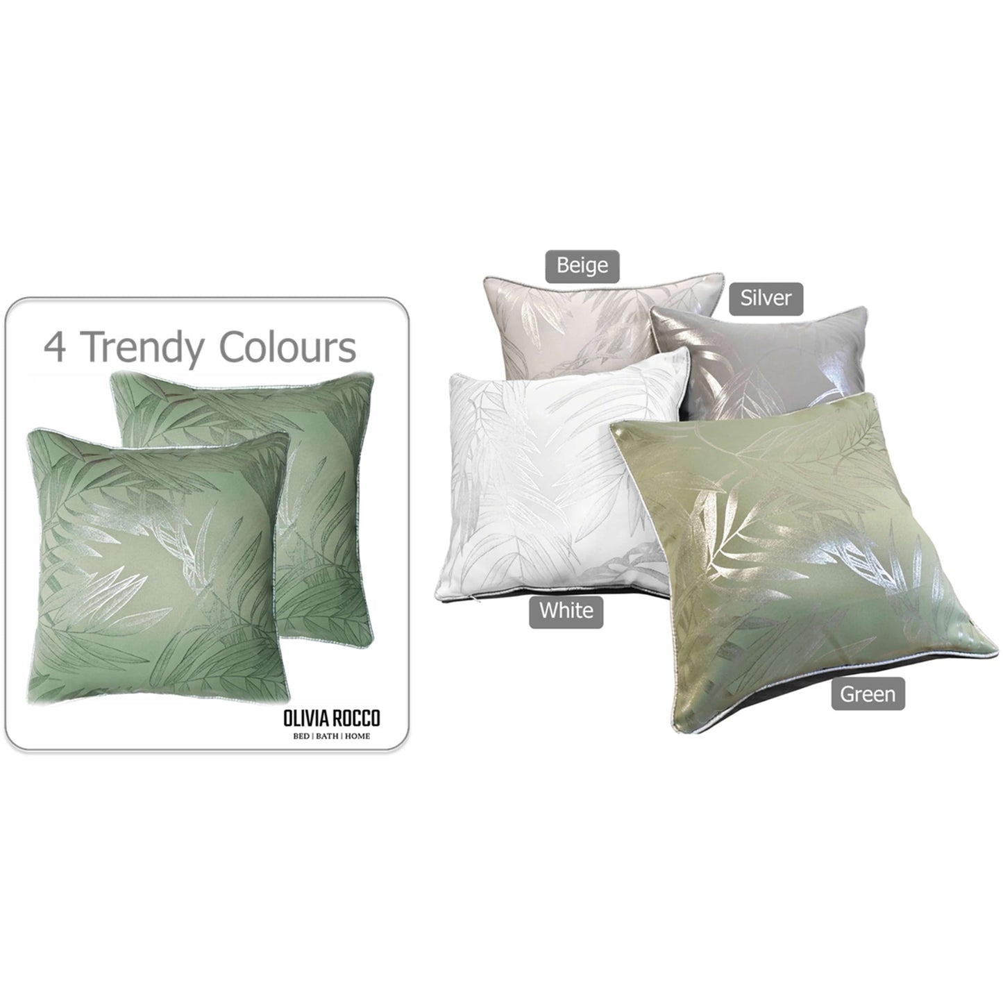 Leaf Sparkle 2 Pack Cushion Covers Leaf Sage Green Modern Decorative Throw Pillow Cases for Sofa or Bed by OLIVIA ROCCO - White Bear Furnishings