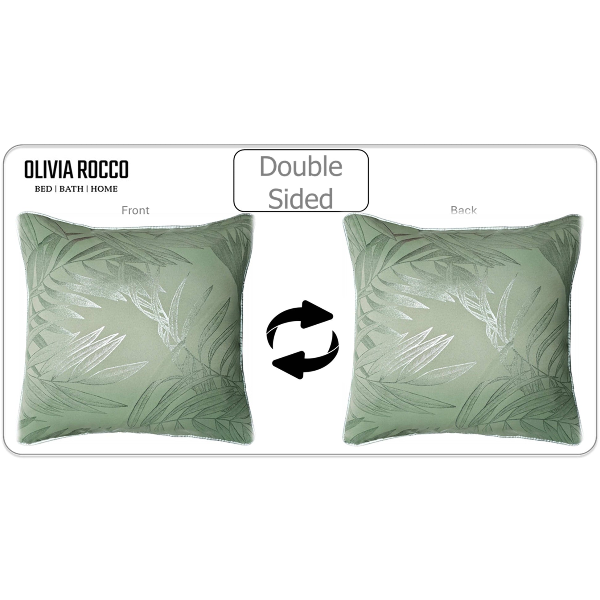 Leaf Sparkle 2 Pack Cushion Covers Leaf Sage Green Modern Decorative Throw Pillow Cases for Sofa or Bed by OLIVIA ROCCO - White Bear Furnishings