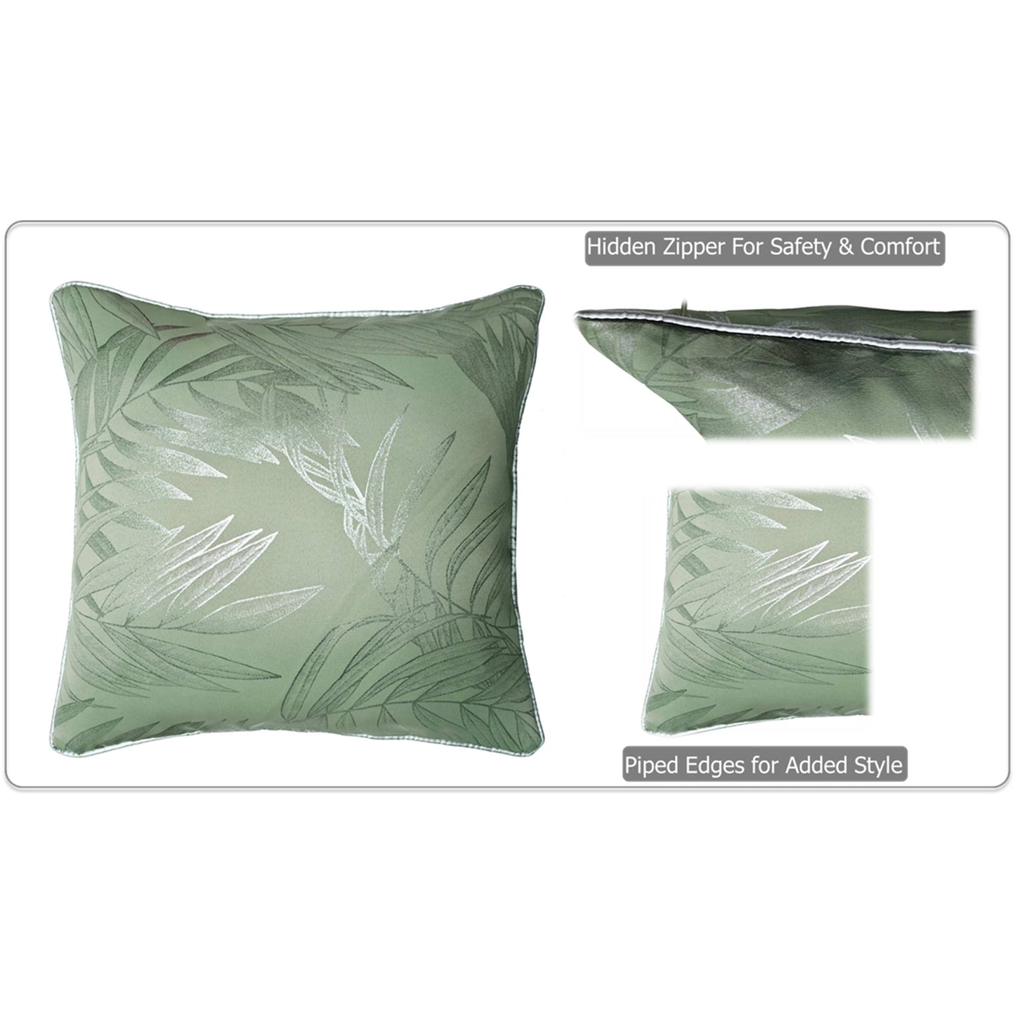 Leaf Sparkle 2 Pack Cushion Covers Leaf Sage Green Modern Decorative Throw Pillow Cases for Sofa or Bed by OLIVIA ROCCO - White Bear Furnishings