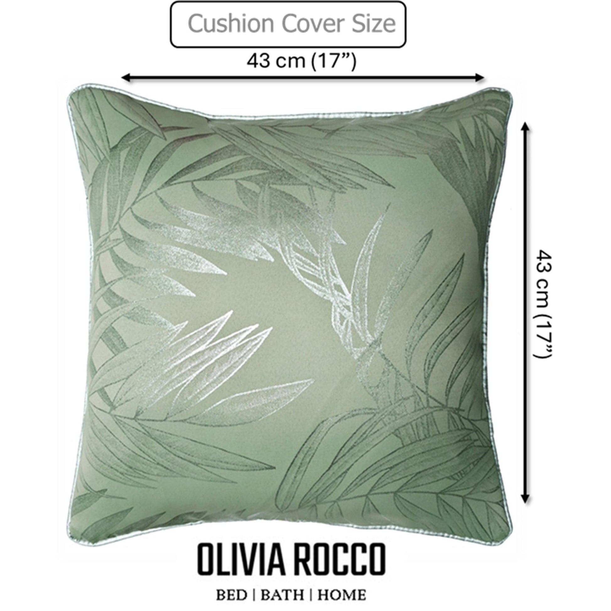 Leaf Sparkle 2 Pack Cushion Covers Leaf Sage Green Modern Decorative Throw Pillow Cases for Sofa or Bed by OLIVIA ROCCO - White Bear Furnishings
