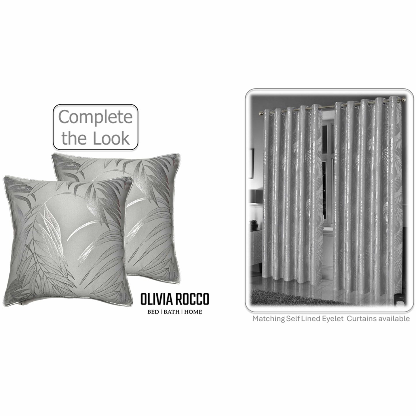 Leaf Sparkle 2 Pack Cushion Covers Leaf Silver Modern Decorative Throw Pillow Cases for Sofa or Bed by OLIVIA ROCCO - White Bear Furnishings