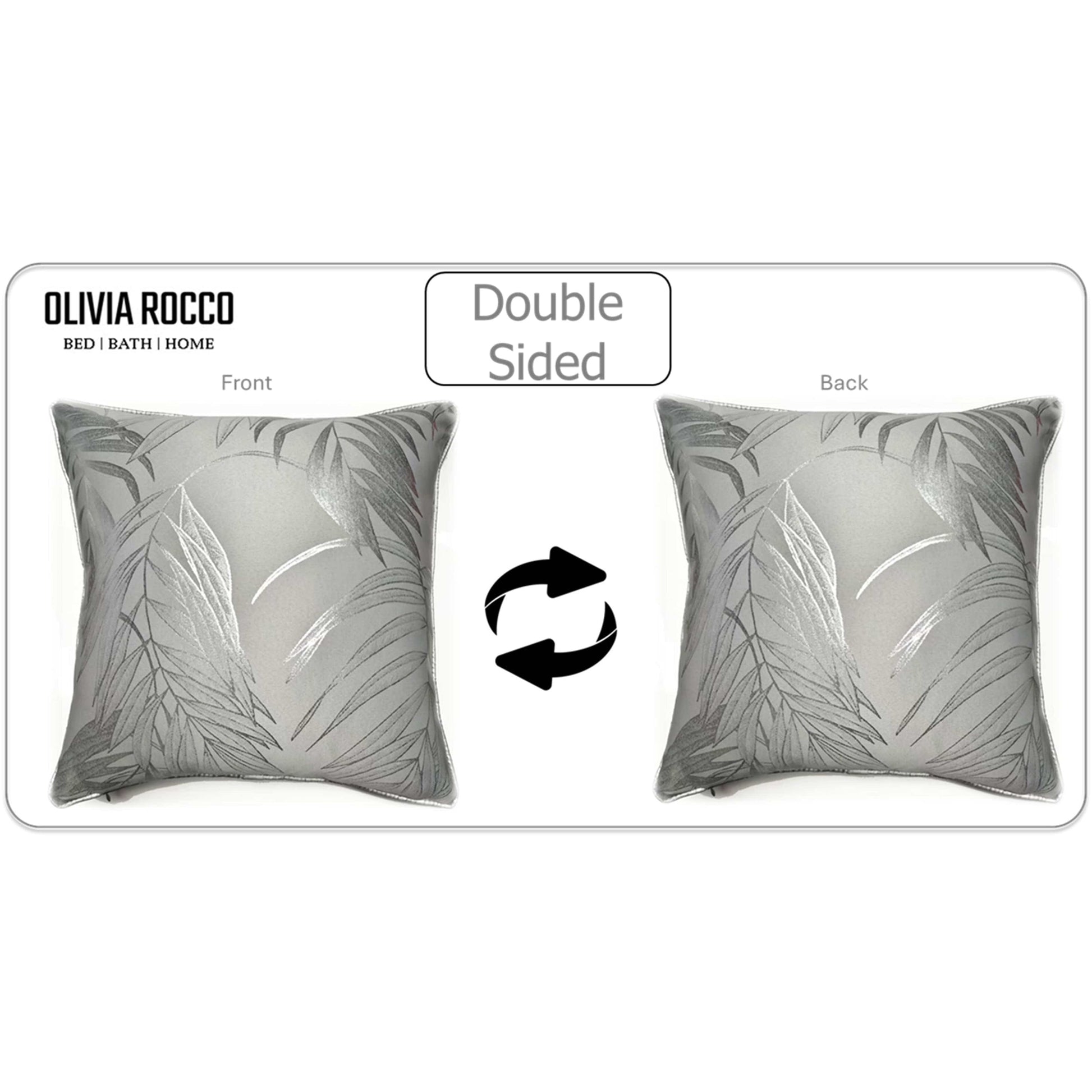 Leaf Sparkle 2 Pack Cushion Covers Leaf Silver Modern Decorative Throw Pillow Cases for Sofa or Bed by OLIVIA ROCCO - White Bear Furnishings