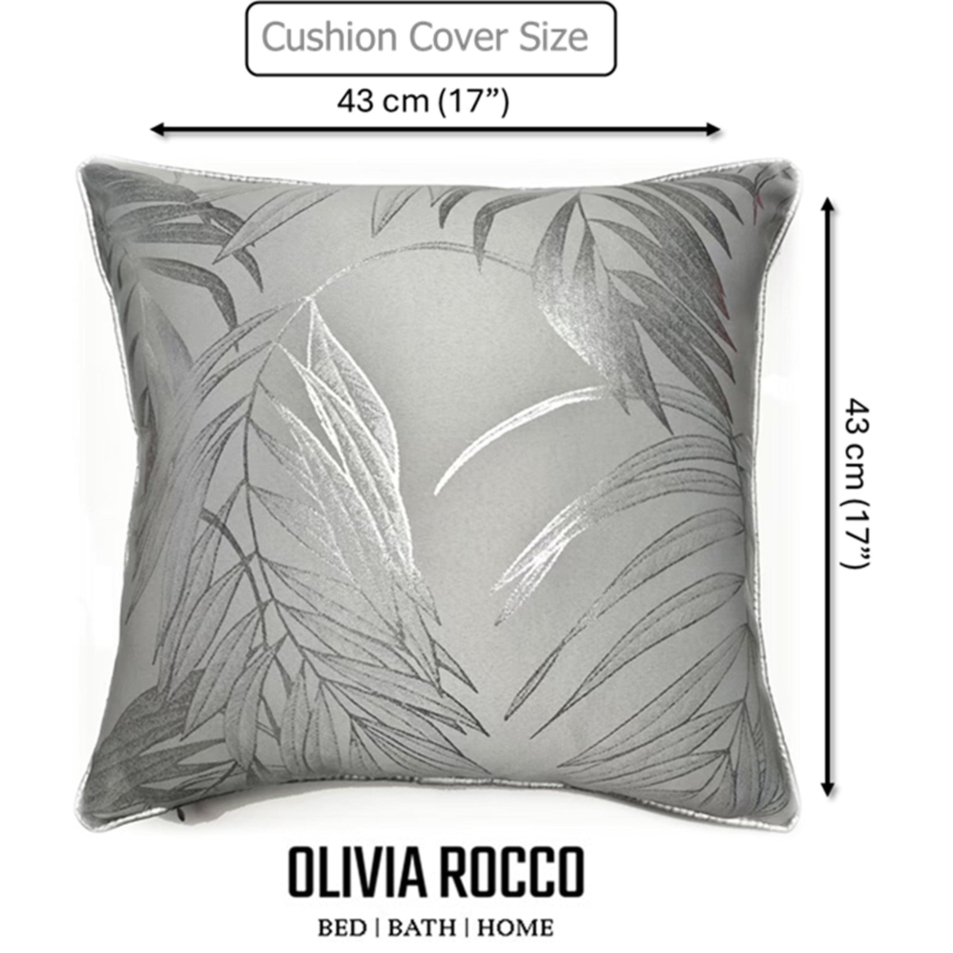Leaf Sparkle 2 Pack Cushion Covers Leaf Silver Modern Decorative Throw Pillow Cases for Sofa or Bed by OLIVIA ROCCO - White Bear Furnishings