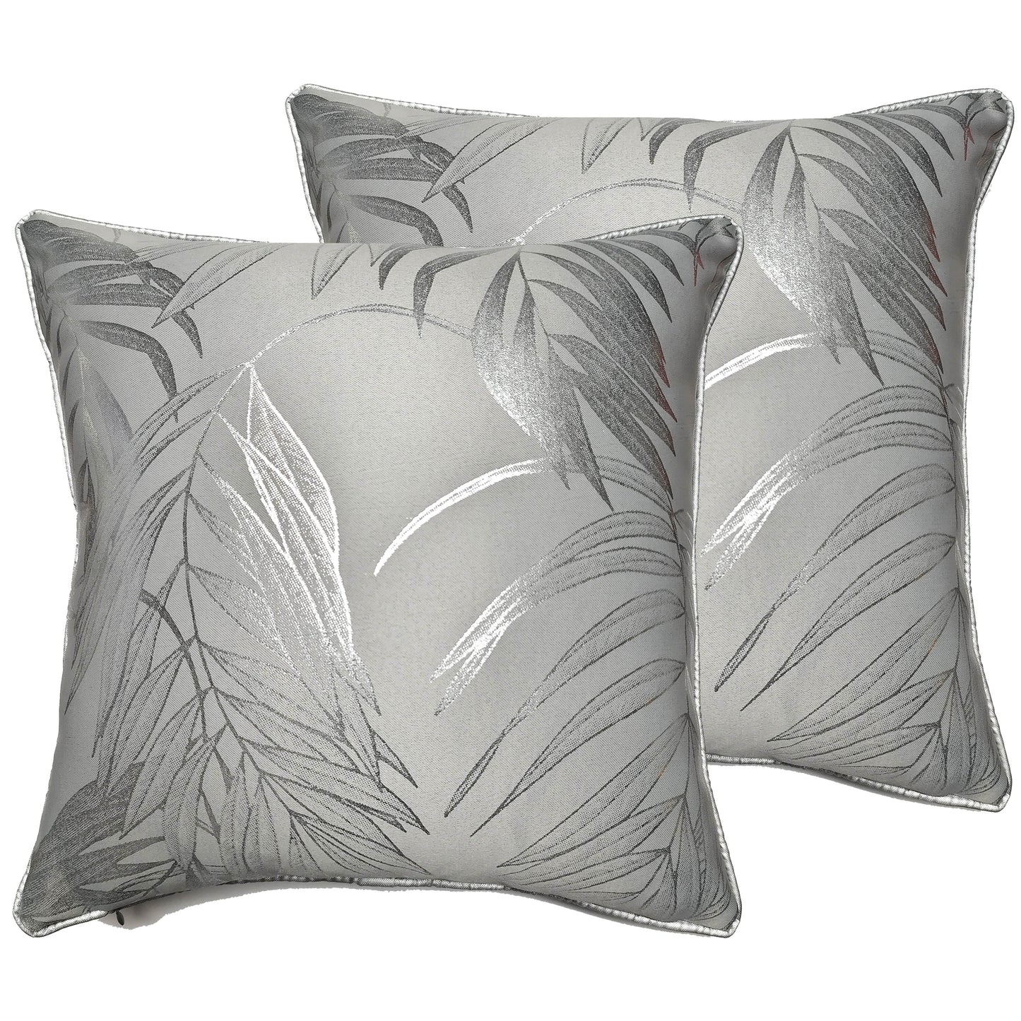 Leaf Sparkle 2 Pack Cushion Covers Leaf Silver Modern Decorative Throw Pillow Cases for Sofa or Bed by OLIVIA ROCCO - White Bear Furnishings