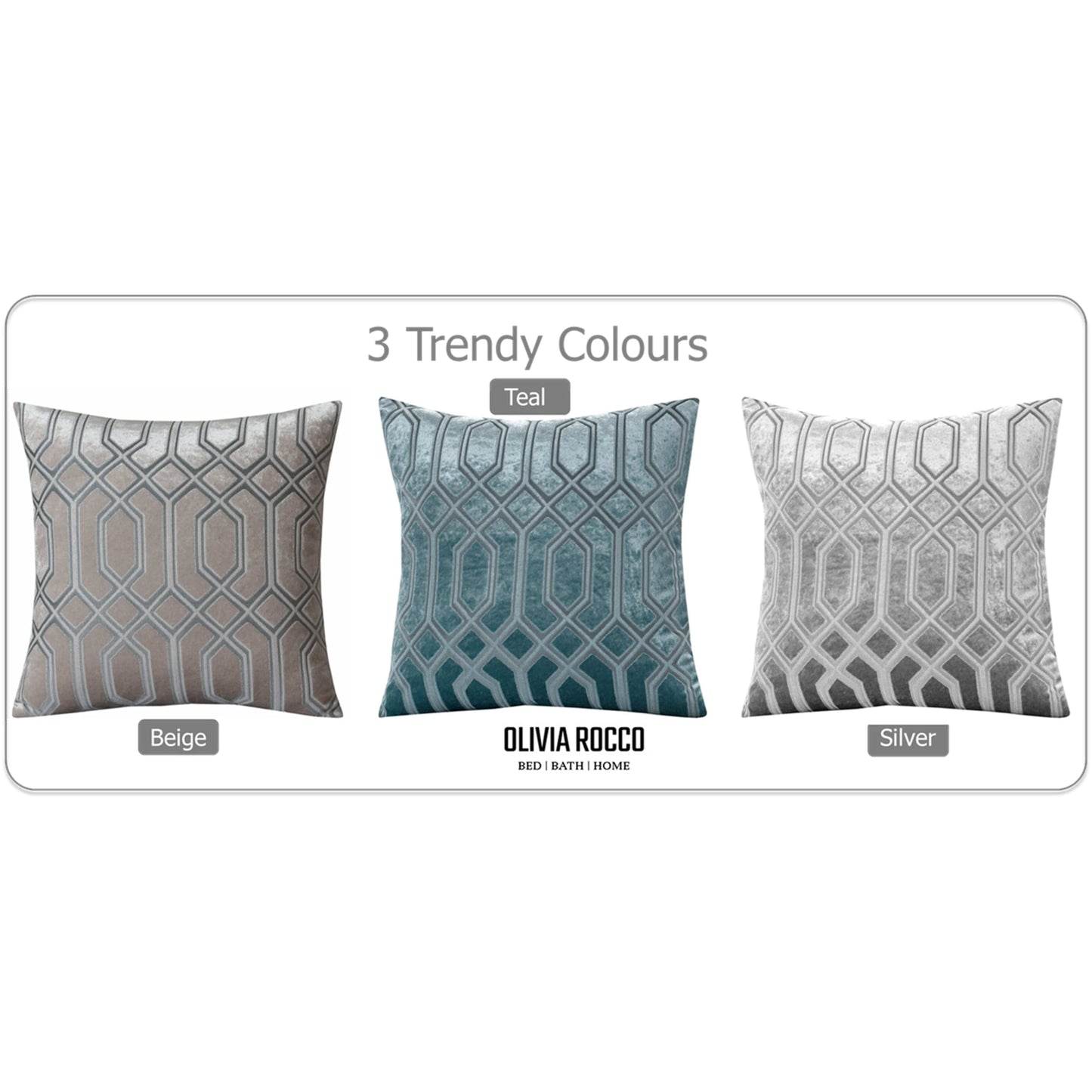 Luxe Geo Velvet Cushion Covers 2 Pack Champagne Geometric Decorative Cushions for Sofa Bed & Living Room by OLIVIA ROCCO - White Bear Furnishings