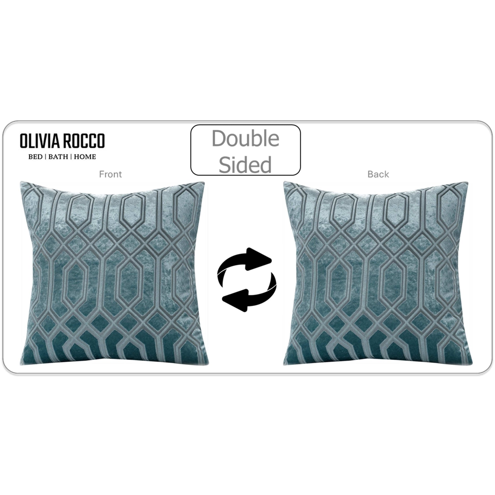 Luxe Geo Velvet Cushion Covers 2 Pack Teal Geometric Decorative Cushions for Sofa Bed & Living Room by OLIVIA ROCCO - White Bear Furnishings