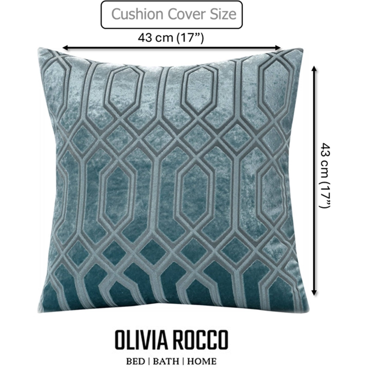 Luxe Geo Velvet Cushion Covers 2 Pack Teal Geometric Decorative Cushions for Sofa Bed & Living Room by OLIVIA ROCCO - White Bear Furnishings