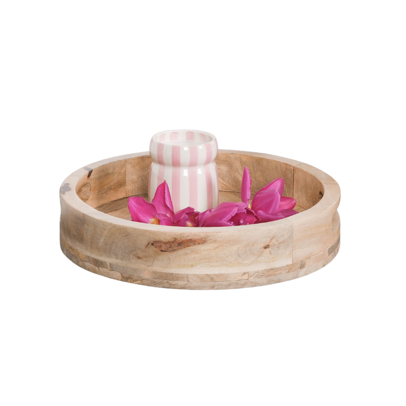 Handcrafted Round 30cm Wooden Tray - GMA008