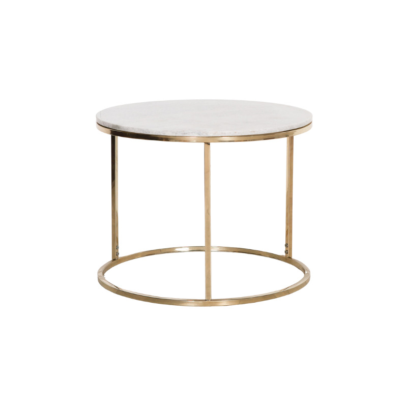 Handcrafted Art Deco Natural Marble & Gold Side Table - FM499 - White Bear Furnishings