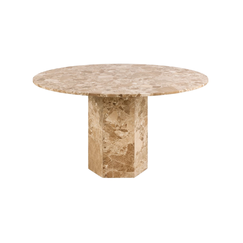 Golden Hour Round & Hexagonal 130cm Marble Dining Table - GFT