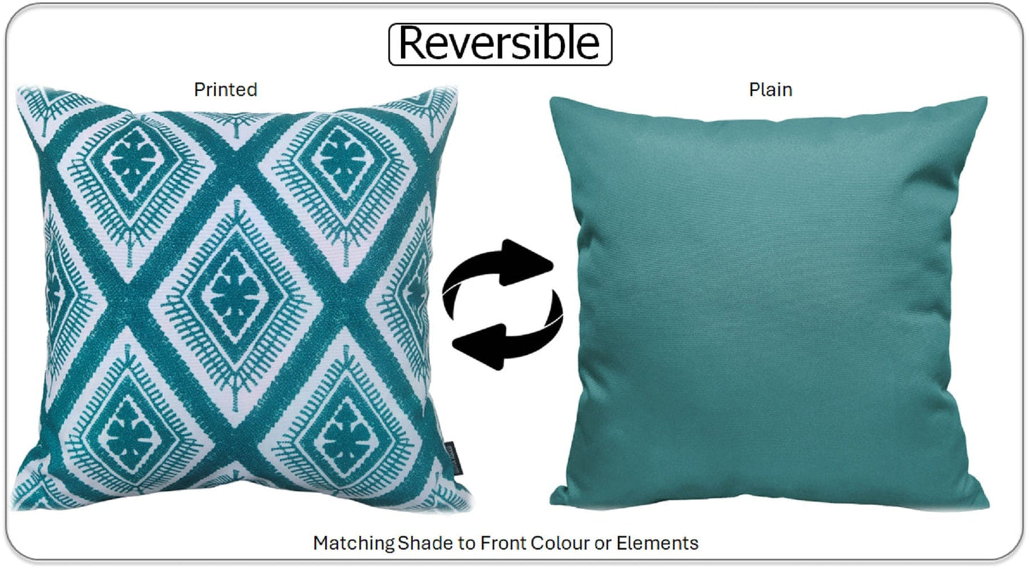 Meze Teal Waterproof Outdoor Cushions for Patio Garden Bench Sofa Living Room or Bedroom High-Quality Hollow-Fibre Filled Polyester by OLIVIA ROCCO - White Bear Furnishings