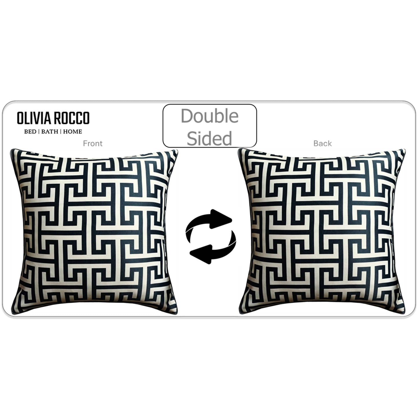 Milano Black 2 Pack Scatter Cushion Covers Soft Touch Decorative Throw Pillows with Hidden Zipper for Sofa or Bed by OLIVIA ROCCO - White Bear Furnishings