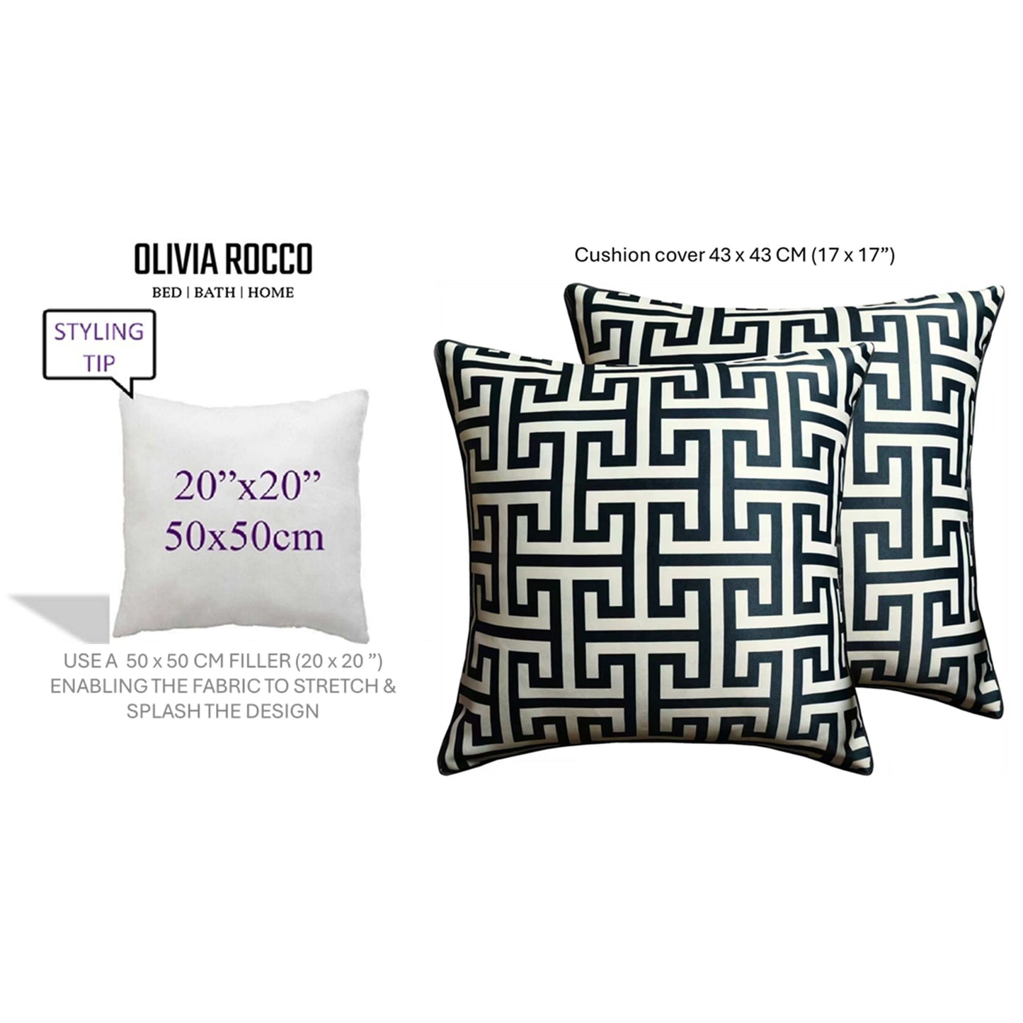 Milano Black 2 Pack Scatter Cushion Covers Soft Touch Decorative Throw Pillows with Hidden Zipper for Sofa or Bed by OLIVIA ROCCO - White Bear Furnishings