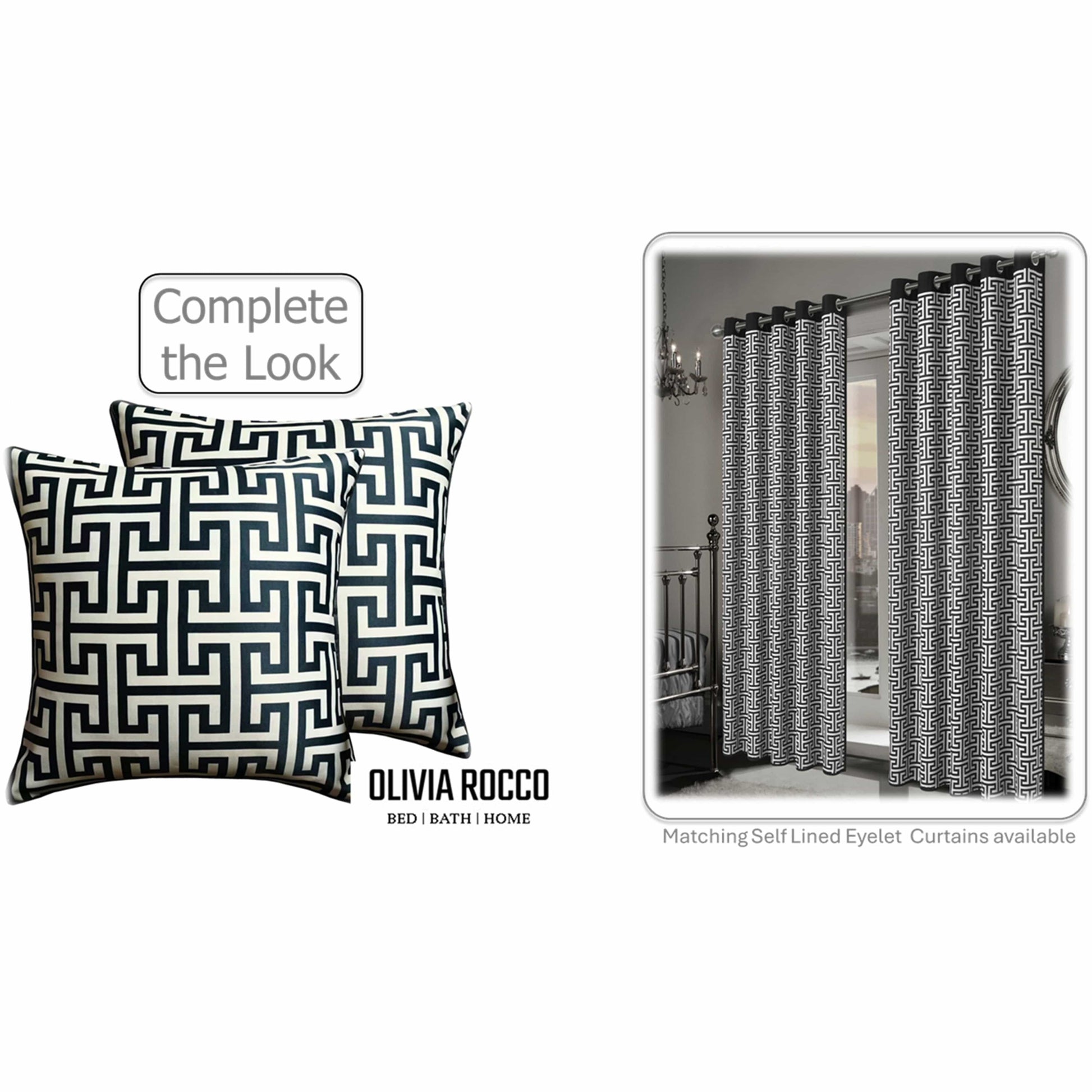 Milano Black 2 Pack Scatter Cushion Covers Soft Touch Decorative Throw Pillows with Hidden Zipper for Sofa or Bed by OLIVIA ROCCO - White Bear Furnishings