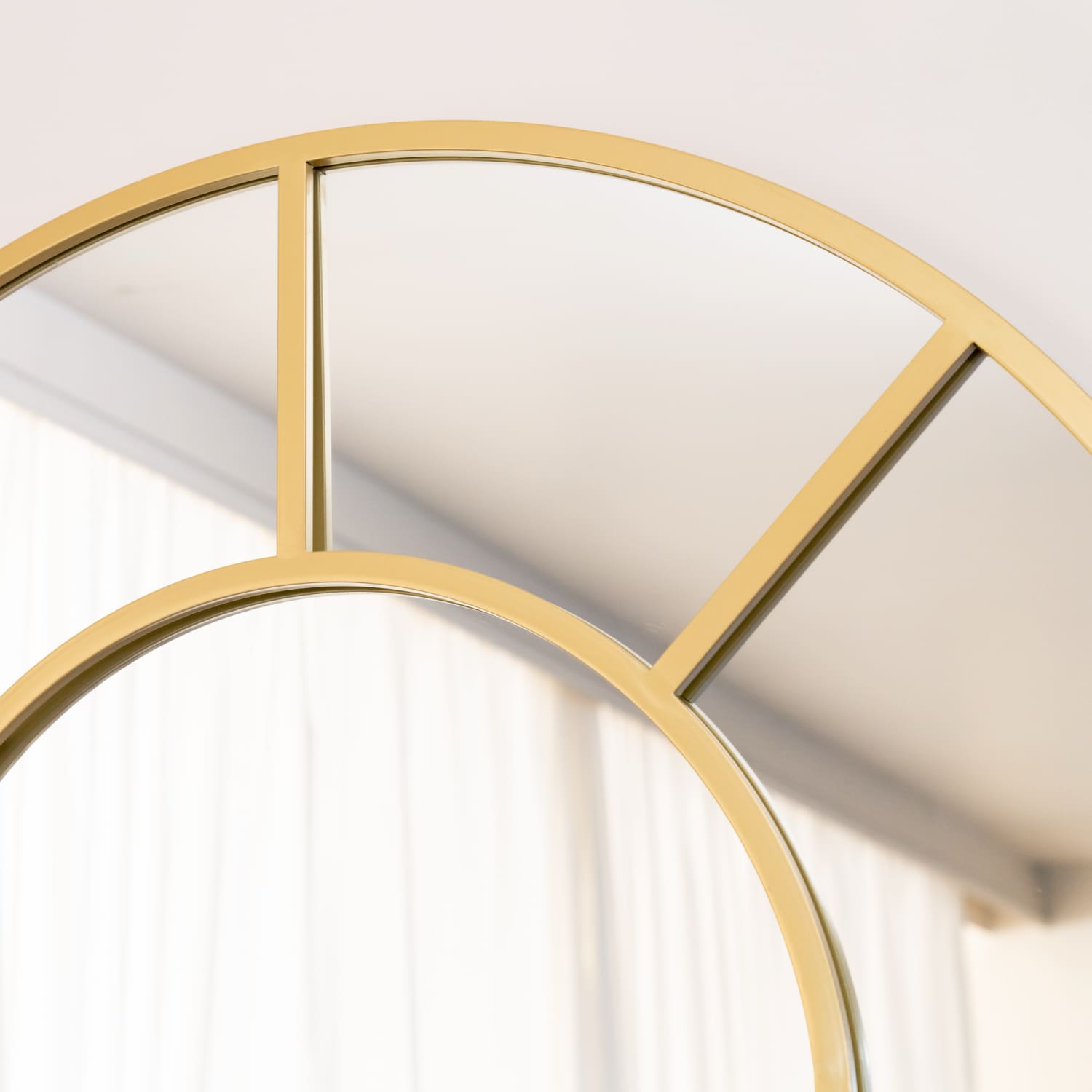 Mio- Full Length Gold Metal Arched Window Mirror - 200cm x 120cm - White Bear Furnishings