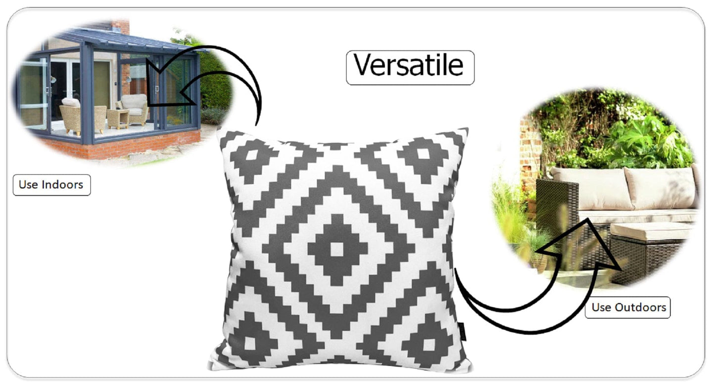 Nairobi Charcoal Waterproof Outdoor Cushions for Patio Garden Beach 17 x 17 inches Stylish Durable Easy to Clean by OLIVIA ROCCO - White Bear Furnishings