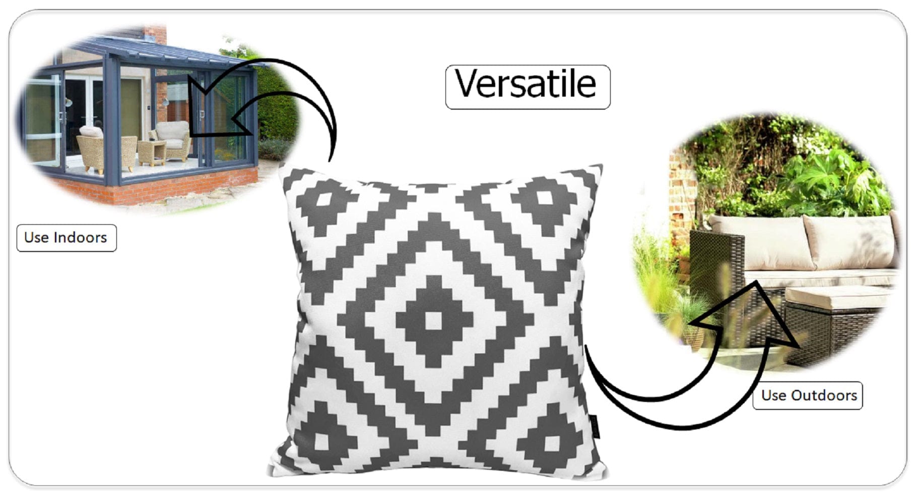 Nairobi Charcoal Waterproof Outdoor Cushions for Patio Garden Beach 17 x 17 inches Stylish Durable Easy to Clean by OLIVIA ROCCO - White Bear Furnishings