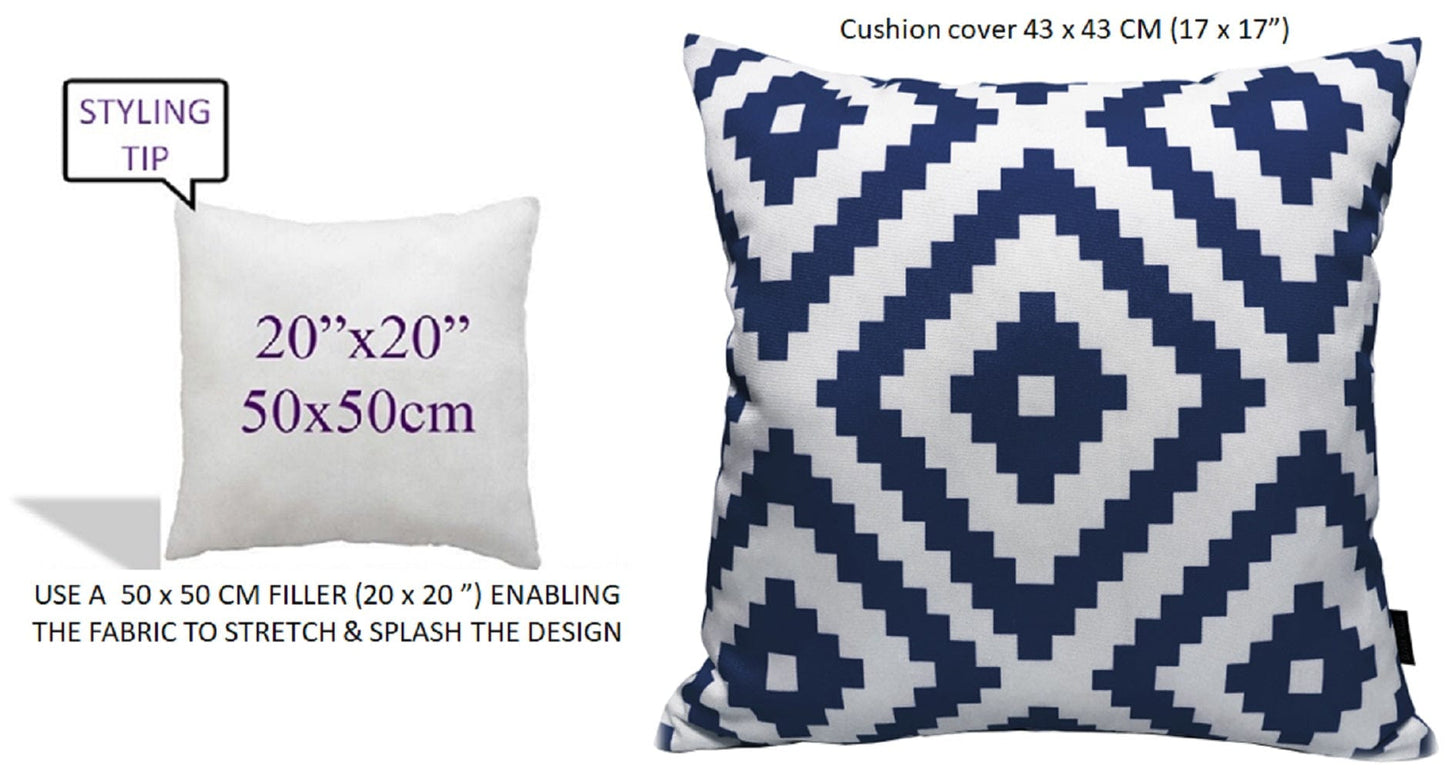 Nairobi Navy Waterproof Outdoor Cushions Weather-Resistant Decorative Pillows for Patio Garden Travel Beach Versatile Indoor Outdoor Use by OLIVIA ROCCO - White Bear Furnishings